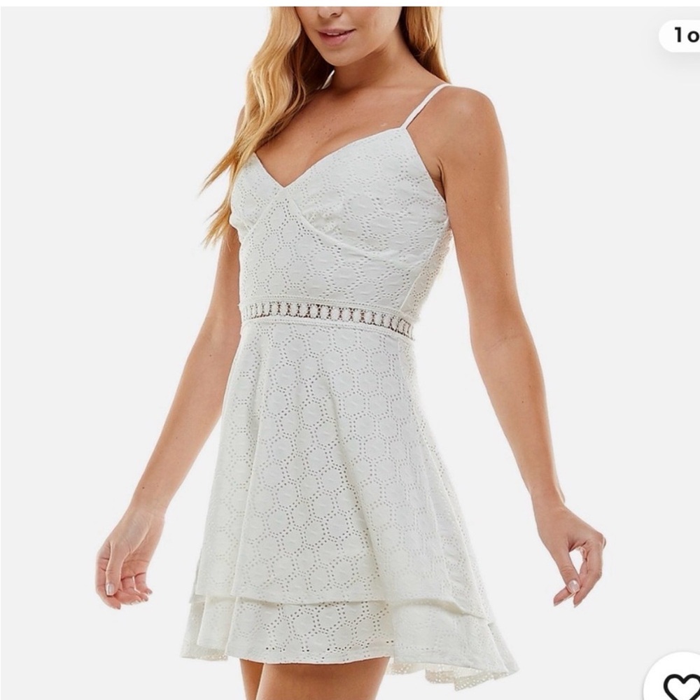 White Eyelet Spaghetti Strap Dress